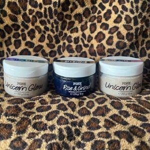 3 New VS Pink Unicorn Glow/Rise and Grind Shimmering Body Scrub